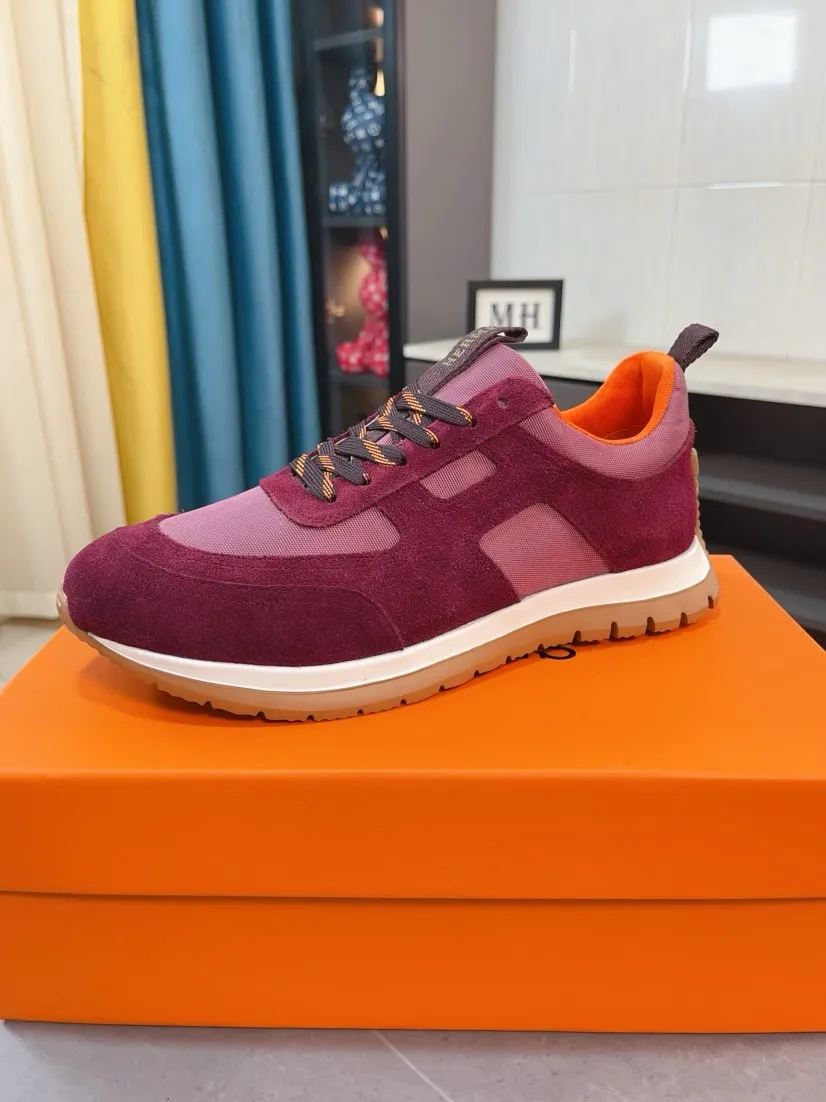 Men's shoes 💰440🌸🌸[HERMES] Hermès sneakers, the upper is made of calfskin and mesh, imported materials, full of texture, the lightweight sole is decorated with contrasting patterns, creating a versatile fashion style. Size: 38-44